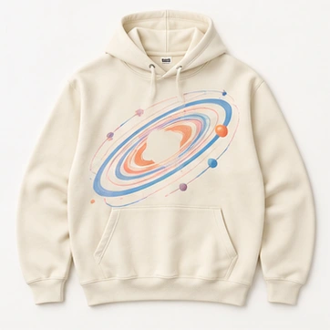 Orbit Pop Hoodie in Cream, front view