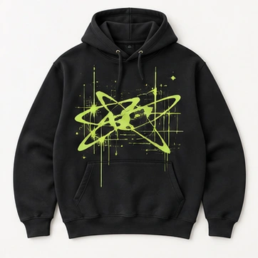 Neon Alley Hoodie in Black, front view