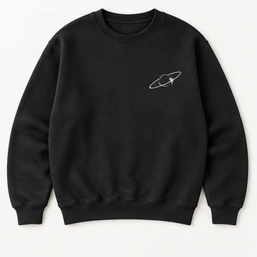 Mono Orbit Crewneck in Black, front view